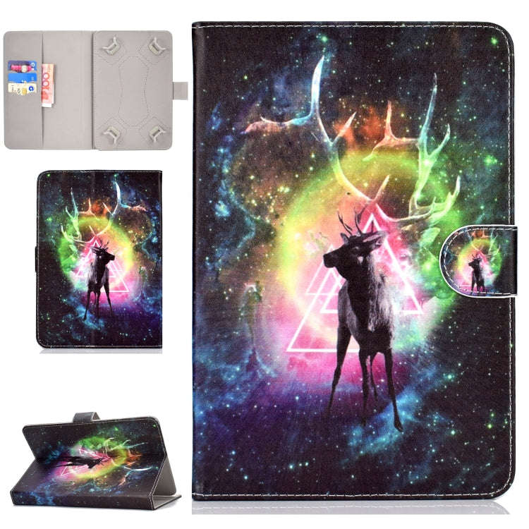 Colored Pattern Drawing Horizontal Flip PU Leather Case with Three-folding Holder & Sleep / Wake-...