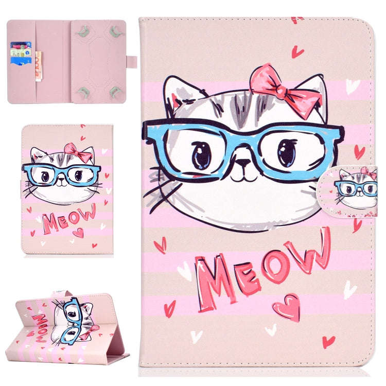 Colored Pattern Drawing Horizontal Flip PU Leather Case with Three-folding Holder & Sleep / Wake-...