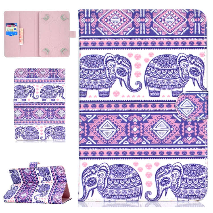 Colored Pattern Drawing Horizontal Flip PU Leather Case with Three-folding Holder & Sleep / Wake-...
