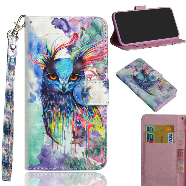 3D Painting Pattern Horizontal Flip TPU + PU Leather Case with Holder & Card Slots & Wallet, For ...