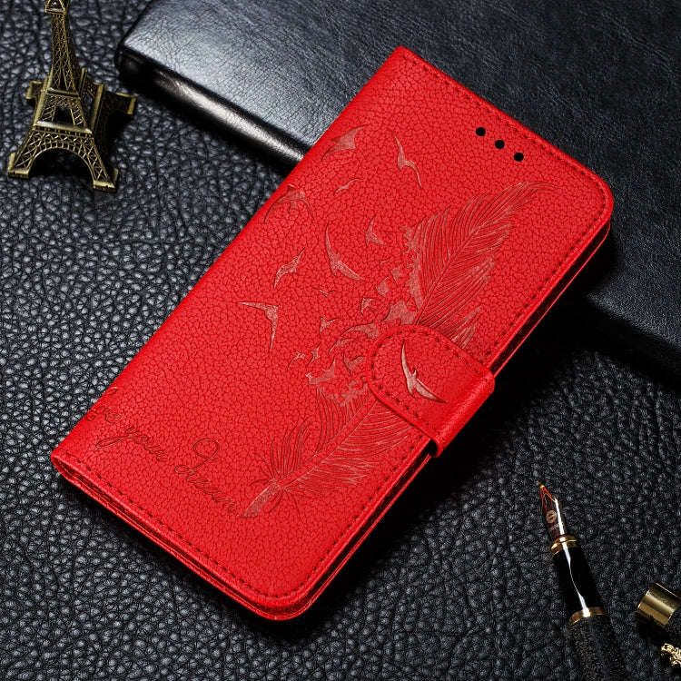 Feather Pattern Litchi Texture Horizontal Flip Leather Case with Wallet & Holder & Card Slots, Fo...