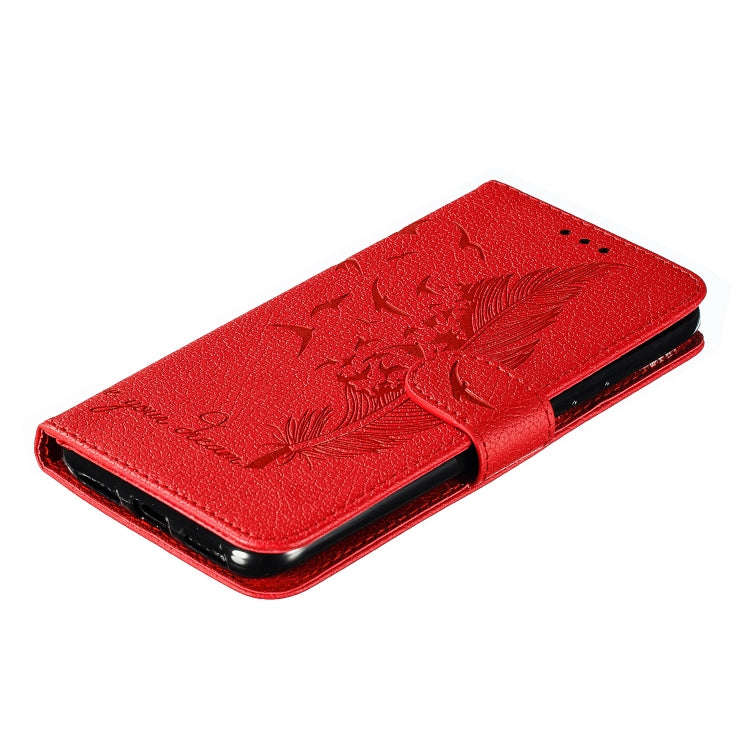 Feather Pattern Litchi Texture Horizontal Flip Leather Case with Wallet & Holder & Card Slots, Fo...