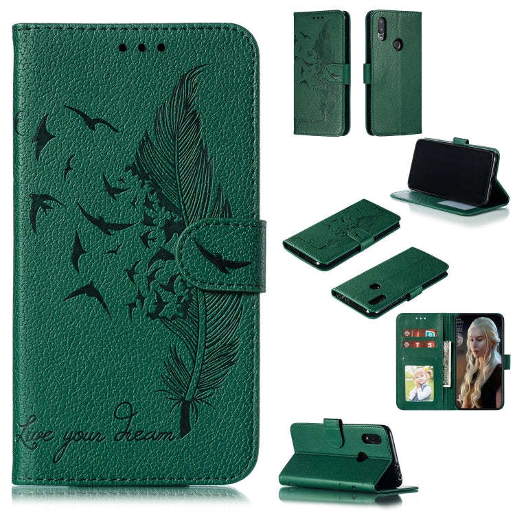 Feather Pattern Litchi Texture Horizontal Flip Leather Case with Wallet & Holder & Card Slots, Fo...