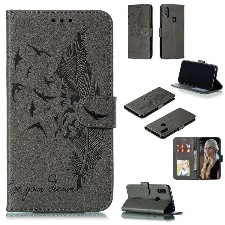 Feather Pattern Litchi Texture Horizontal Flip Leather Case with Wallet & Holder & Card Slots, Fo...