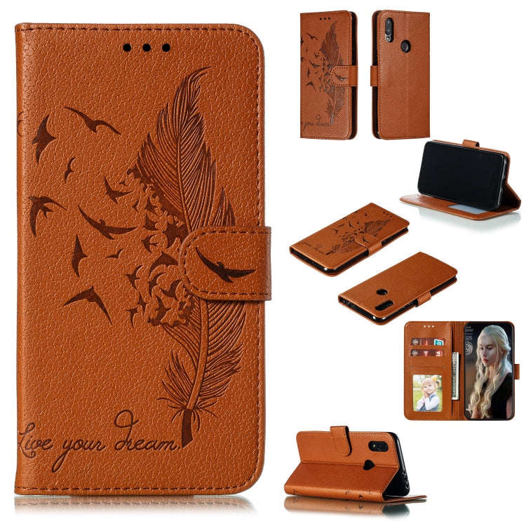 Feather Pattern Litchi Texture Horizontal Flip Leather Case with Wallet & Holder & Card Slots, Fo...