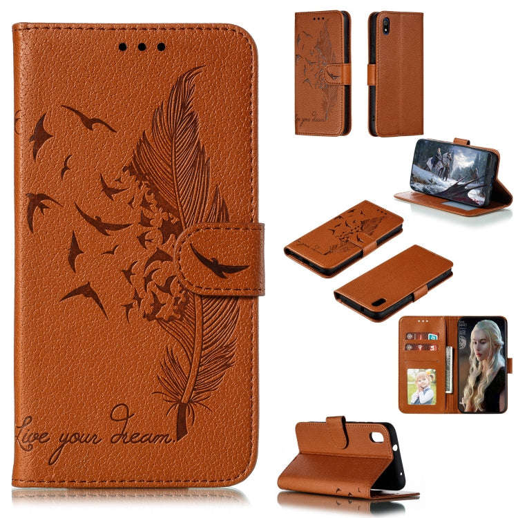 Feather Pattern Litchi Texture Horizontal Flip Leather Case with Wallet & Holder & Card Slots, Fo...