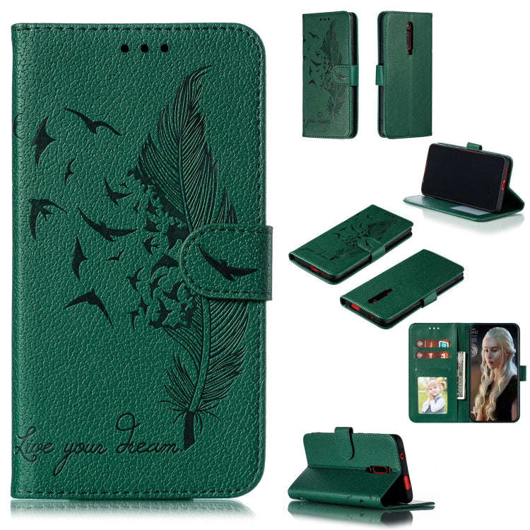 Feather Pattern Litchi Texture Horizontal Flip Leather Case with Wallet & Holder & Card Slots, Fo...