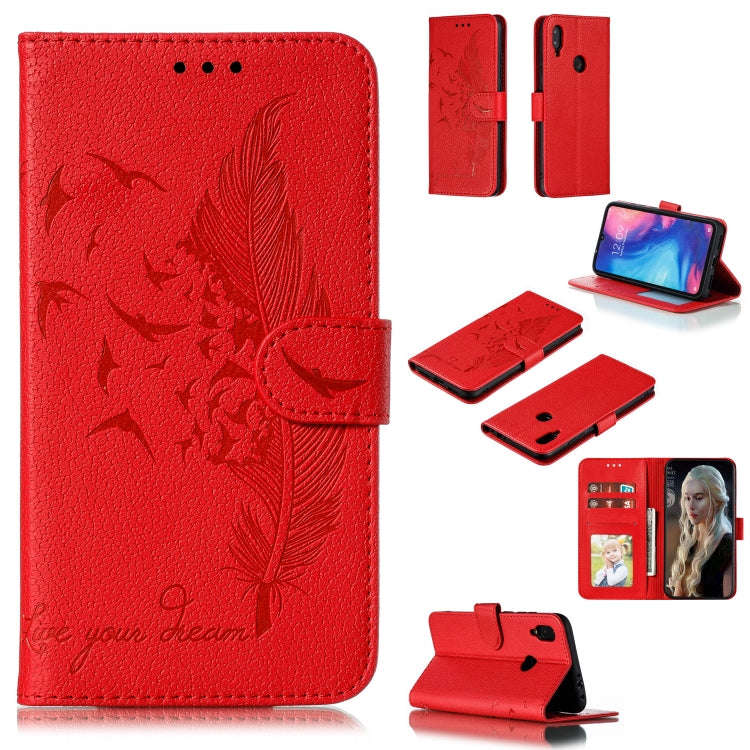 Feather Pattern Litchi Texture Horizontal Flip Leather Case with Wallet & Holder & Card Slots, Fo...