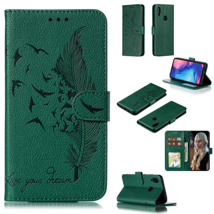 Feather Pattern Litchi Texture Horizontal Flip Leather Case with Wallet & Holder & Card Slots, Fo...
