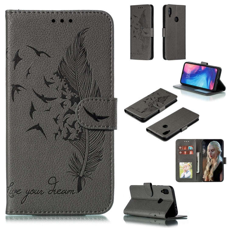 Feather Pattern Litchi Texture Horizontal Flip Leather Case with Wallet & Holder & Card Slots, Fo...