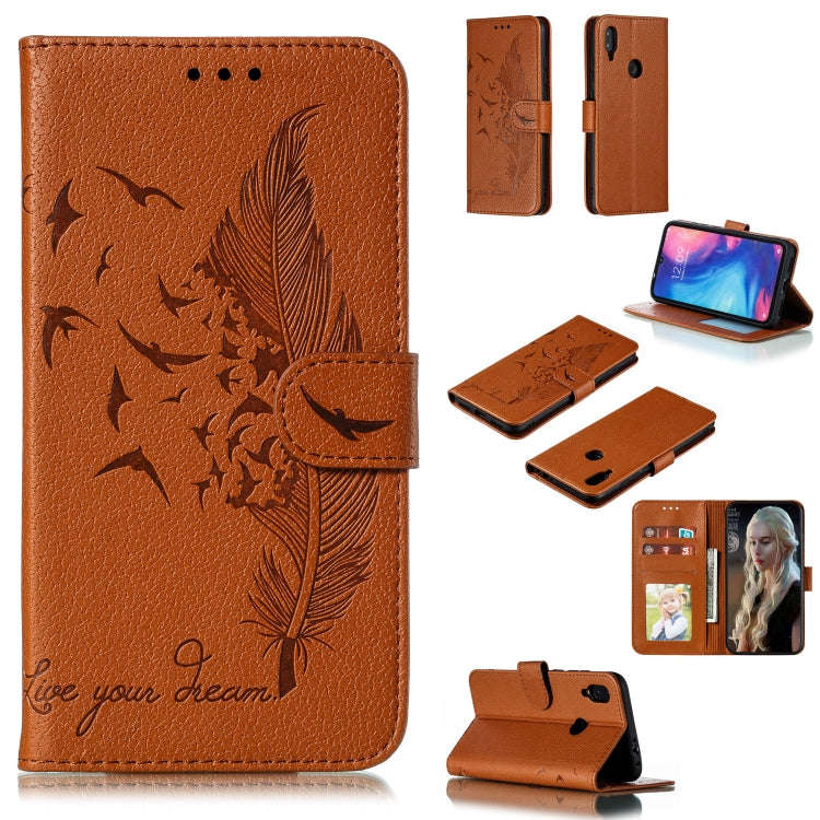 Feather Pattern Litchi Texture Horizontal Flip Leather Case with Wallet & Holder & Card Slots, Fo...