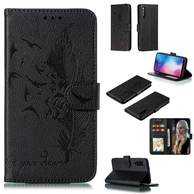 Feather Pattern Litchi Texture Horizontal Flip Leather Case with Wallet & Holder & Card Slots, Fo...