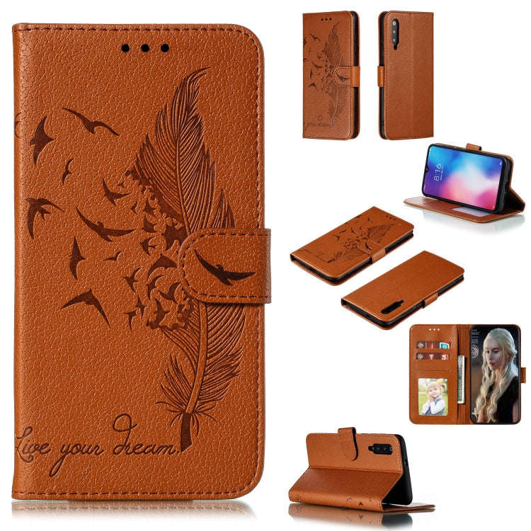Feather Pattern Litchi Texture Horizontal Flip Leather Case with Wallet & Holder & Card Slots, Fo...