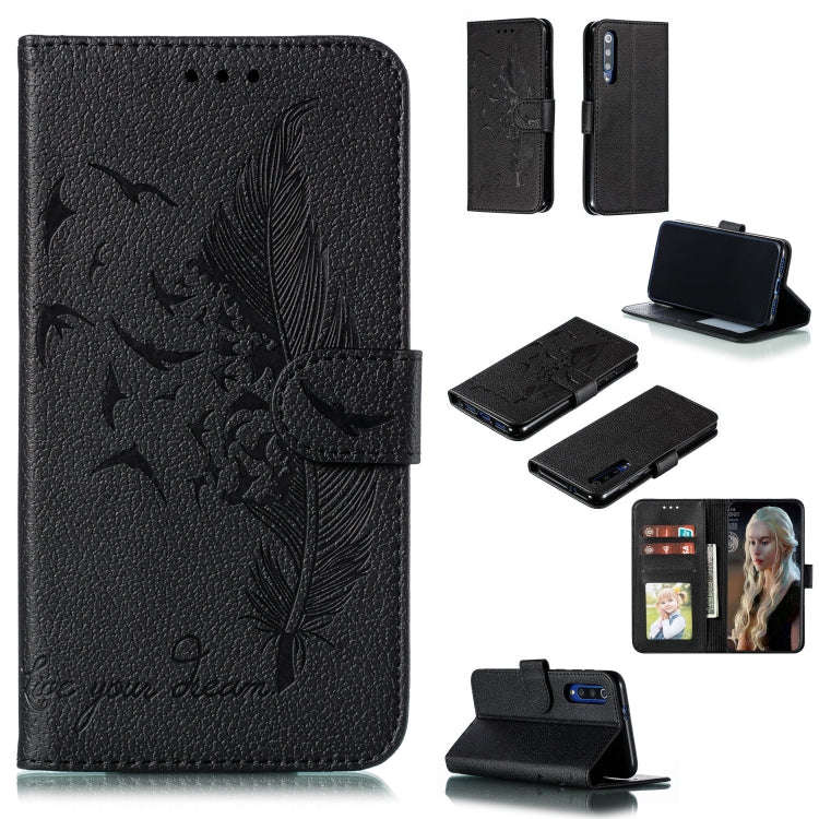 Feather Pattern Litchi Texture Horizontal Flip Leather Case with Wallet & Holder & Card Slots, Fo...