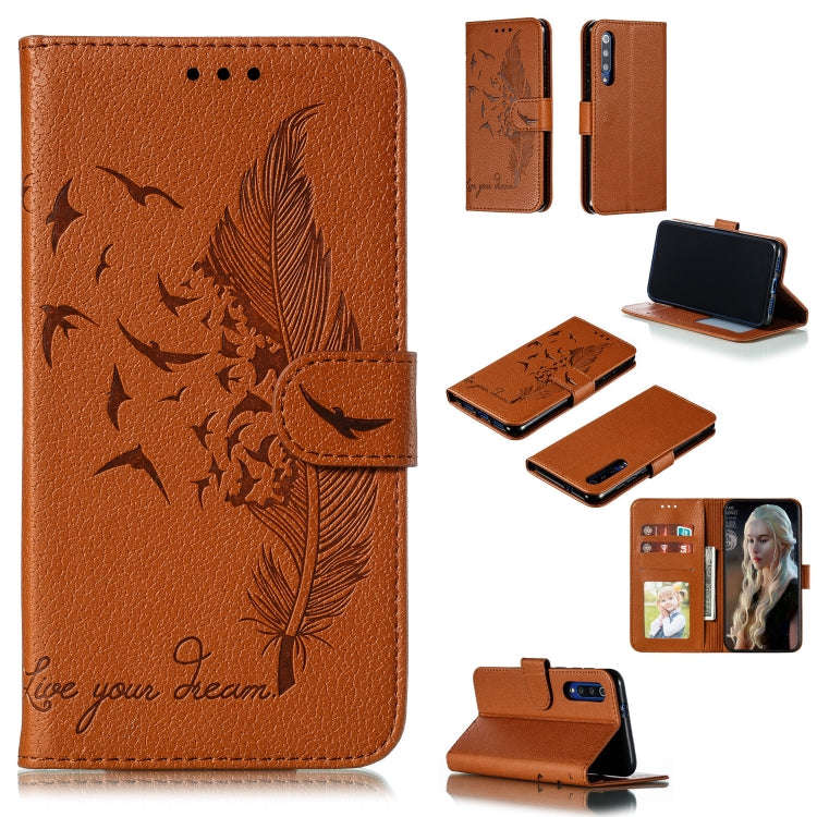 Feather Pattern Litchi Texture Horizontal Flip Leather Case with Wallet & Holder & Card Slots, Fo...
