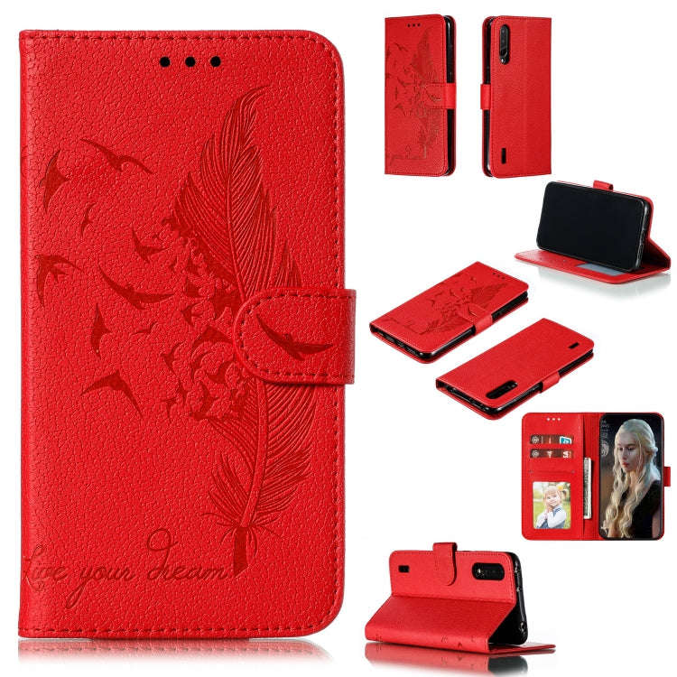 Feather Pattern Litchi Texture Horizontal Flip Leather Case with Wallet & Holder & Card Slots, Fo...