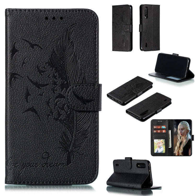 Feather Pattern Litchi Texture Horizontal Flip Leather Case with Wallet & Holder & Card Slots, Fo...
