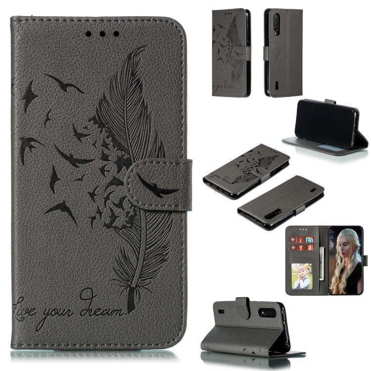 Feather Pattern Litchi Texture Horizontal Flip Leather Case with Wallet & Holder & Card Slots, Fo...