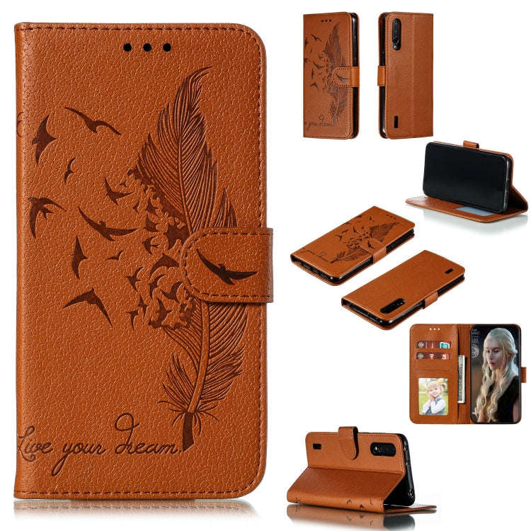 Feather Pattern Litchi Texture Horizontal Flip Leather Case with Wallet & Holder & Card Slots, Fo...