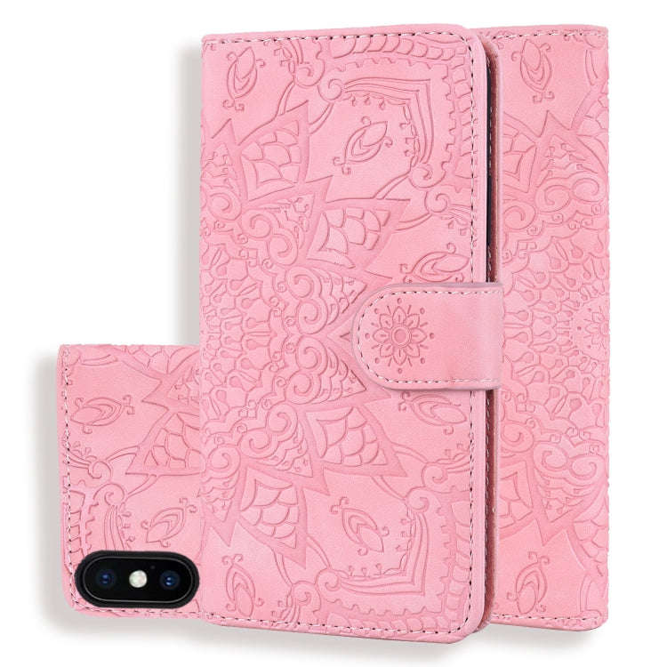 Calf Pattern Double Folding Design Embossed Leather Case with Wallet & Holder & Card Slots, For i...