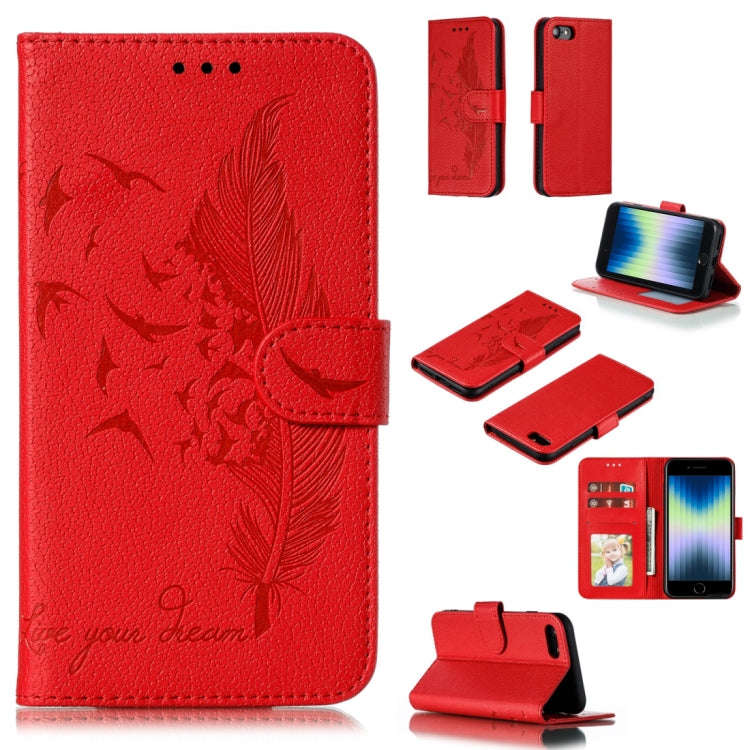 Feather Pattern Litchi Texture Horizontal Flip Leather Case with Wallet & Holder & Card Slots, Fo...