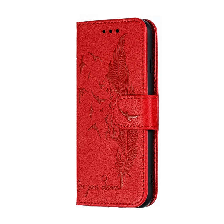 Feather Pattern Litchi Texture Horizontal Flip Leather Case with Wallet & Holder & Card Slots, Fo...