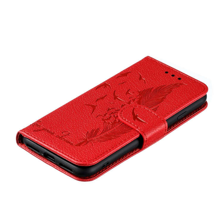 Feather Pattern Litchi Texture Horizontal Flip Leather Case with Wallet & Holder & Card Slots, Fo...