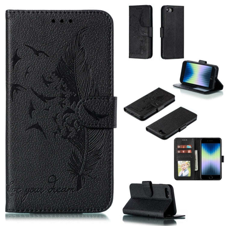 Feather Pattern Litchi Texture Horizontal Flip Leather Case with Wallet & Holder & Card Slots, Fo...