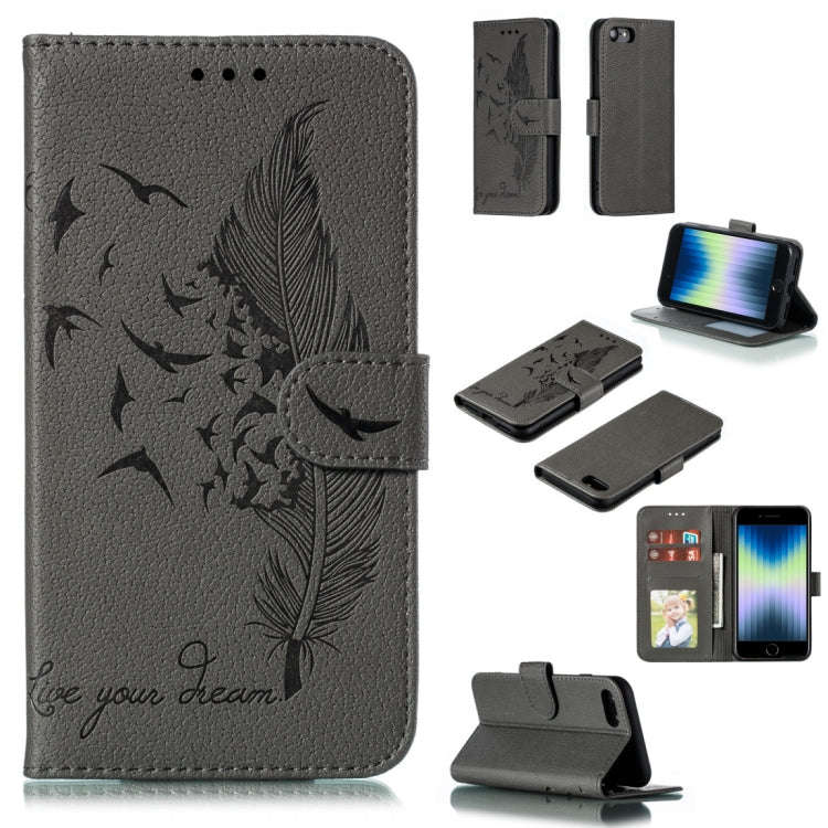 Feather Pattern Litchi Texture Horizontal Flip Leather Case with Wallet & Holder & Card Slots, Fo...