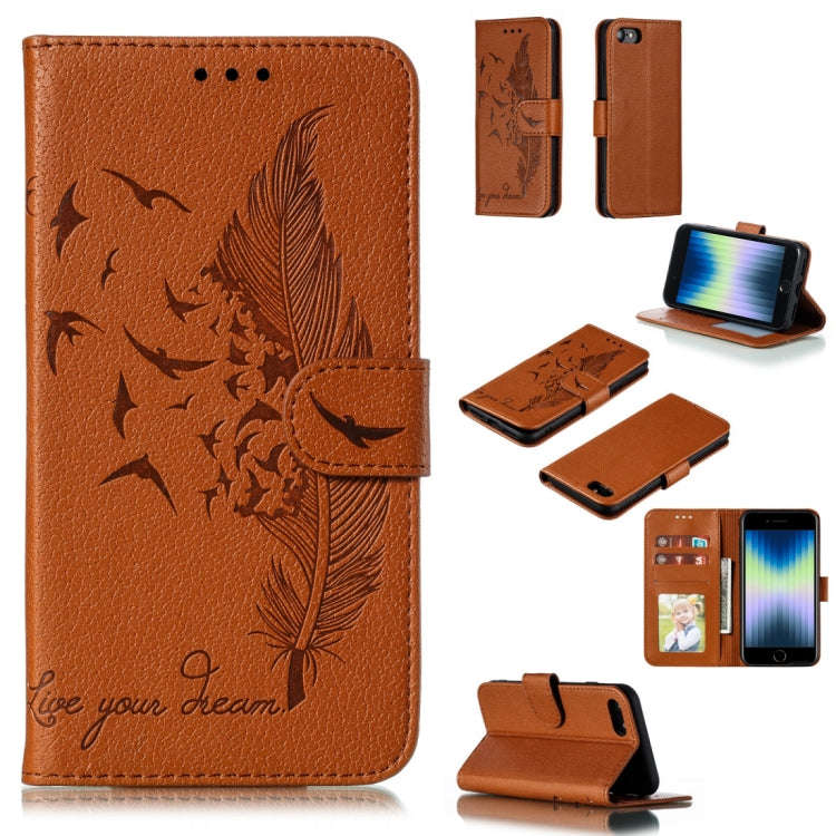 Feather Pattern Litchi Texture Horizontal Flip Leather Case with Wallet & Holder & Card Slots, Fo...