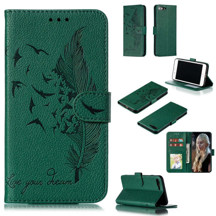 Feather Pattern Litchi Texture Horizontal Flip Leather Case with Wallet & Holder & Card Slots, Fo...