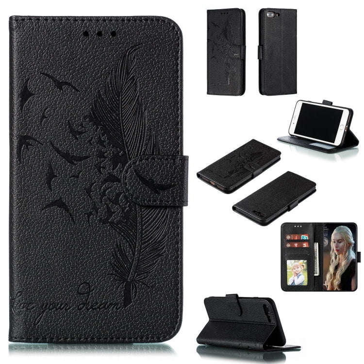 Feather Pattern Litchi Texture Horizontal Flip Leather Case with Wallet & Holder & Card Slots, Fo...