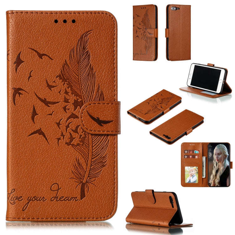 Feather Pattern Litchi Texture Horizontal Flip Leather Case with Wallet & Holder & Card Slots, Fo...