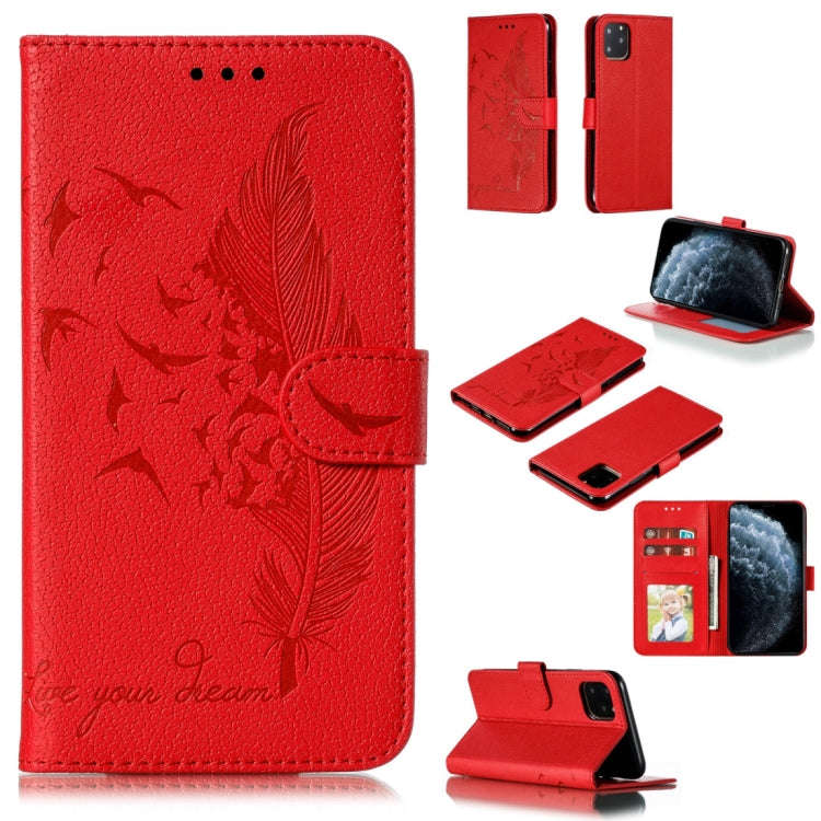 Feather Pattern Litchi Texture Horizontal Flip Leather Case with Wallet & Holder & Card Slots, Fo...