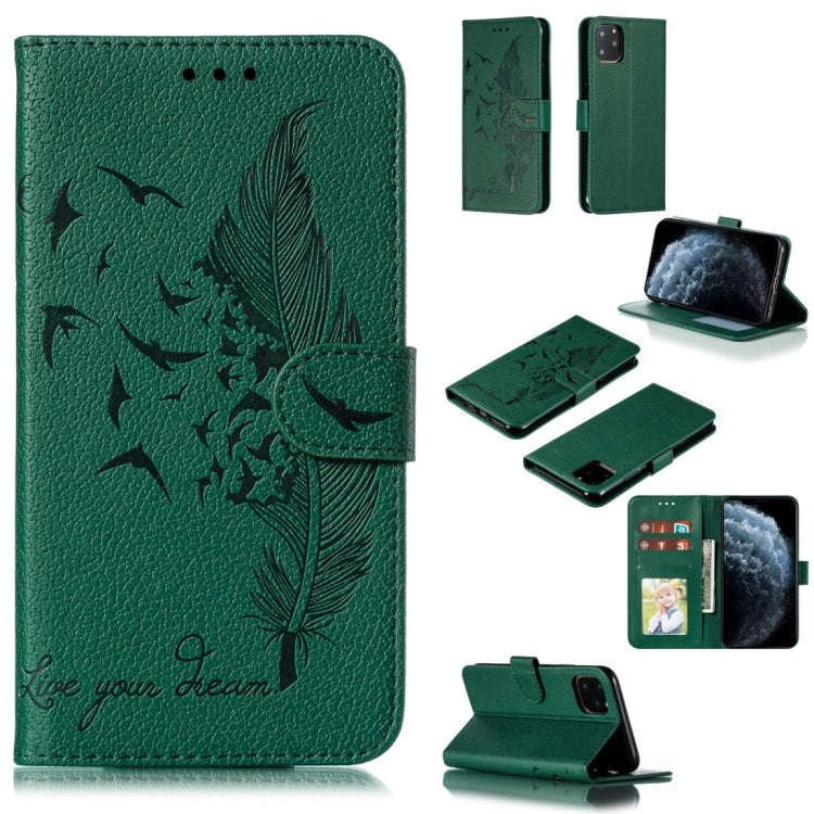 Feather Pattern Litchi Texture Horizontal Flip Leather Case with Wallet & Holder & Card Slots, Fo...