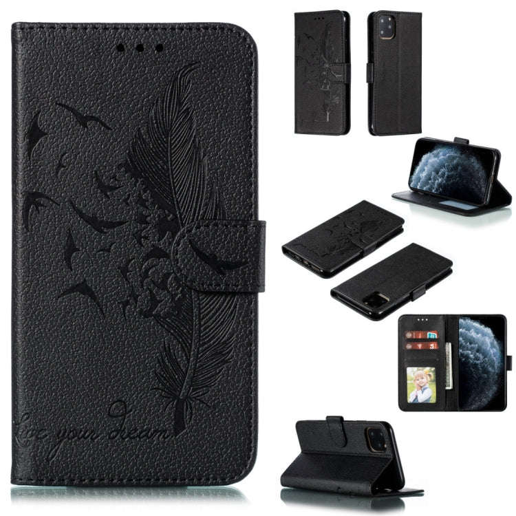 Feather Pattern Litchi Texture Horizontal Flip Leather Case with Wallet & Holder & Card Slots, Fo...