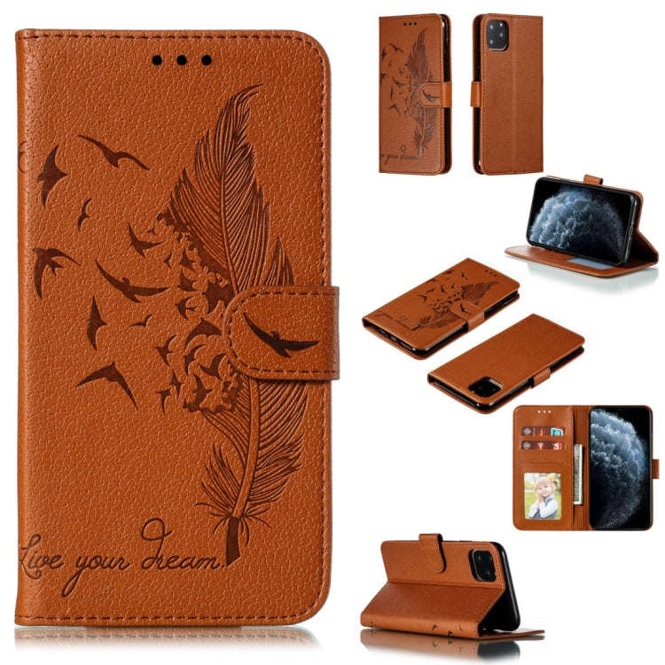 Feather Pattern Litchi Texture Horizontal Flip Leather Case with Wallet & Holder & Card Slots, Fo...