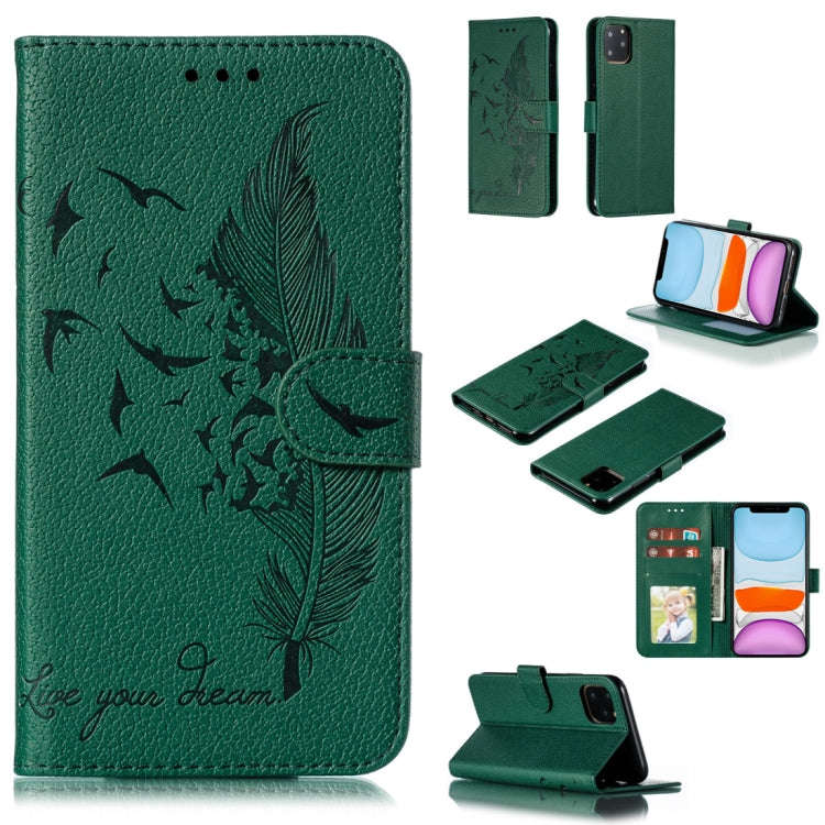 Feather Pattern Litchi Texture Horizontal Flip Leather Case with Wallet & Holder & Card Slots, Fo...