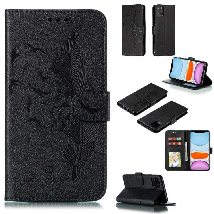 Feather Pattern Litchi Texture Horizontal Flip Leather Case with Wallet & Holder & Card Slots, Fo...