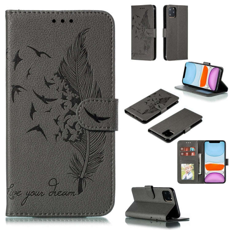 Feather Pattern Litchi Texture Horizontal Flip Leather Case with Wallet & Holder & Card Slots, Fo...