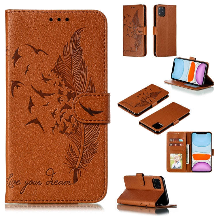 Feather Pattern Litchi Texture Horizontal Flip Leather Case with Wallet & Holder & Card Slots, Fo...