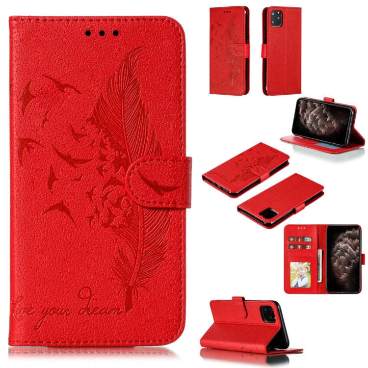Feather Pattern Litchi Texture Horizontal Flip Leather Case with Wallet & Holder & Card Slots, Fo...