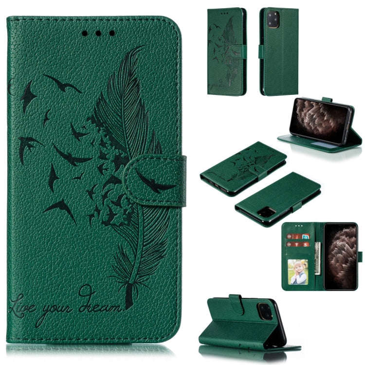 Feather Pattern Litchi Texture Horizontal Flip Leather Case with Wallet & Holder & Card Slots, Fo...