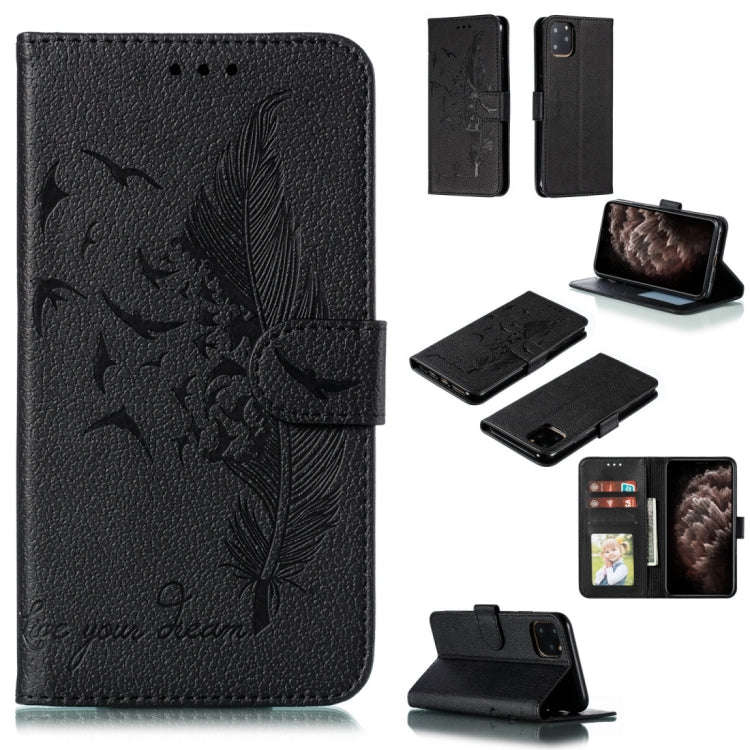 Feather Pattern Litchi Texture Horizontal Flip Leather Case with Wallet & Holder & Card Slots, Fo...