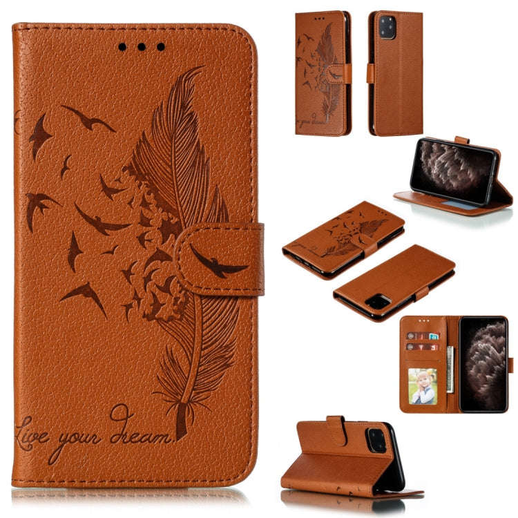Feather Pattern Litchi Texture Horizontal Flip Leather Case with Wallet & Holder & Card Slots, Fo...