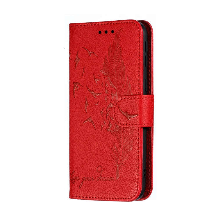 Feather Pattern Litchi Texture Horizontal Flip Leather Case with Wallet & Holder & Card Slots, Fo...