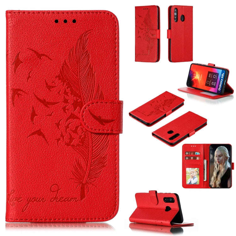 Feather Pattern Litchi Texture Horizontal Flip Leather Case with Wallet & Holder & Card Slots, Fo...