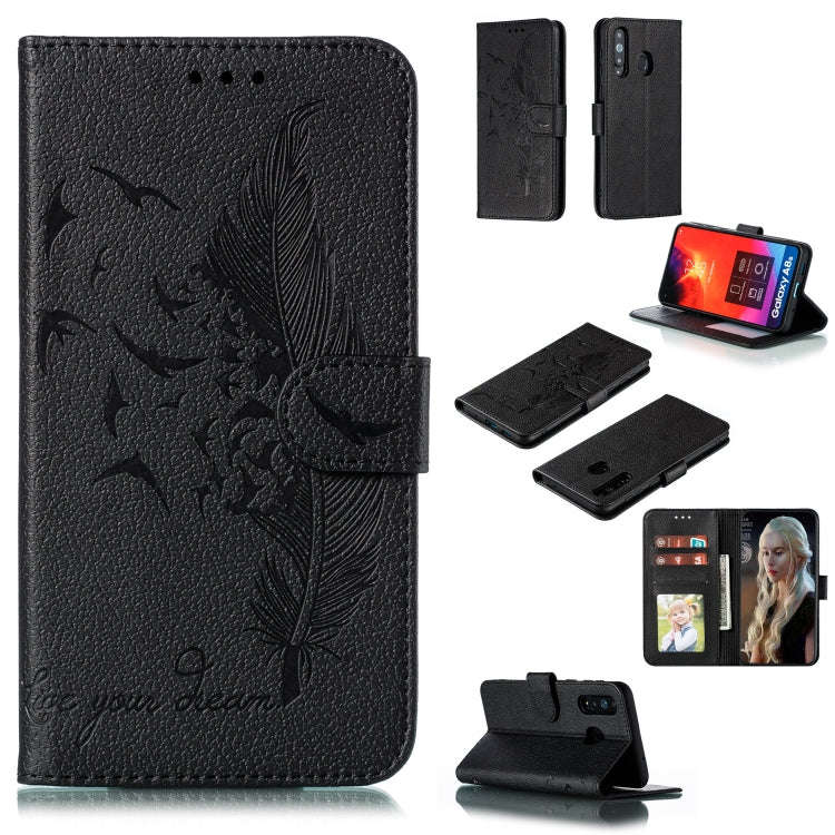 Feather Pattern Litchi Texture Horizontal Flip Leather Case with Wallet & Holder & Card Slots, Fo...