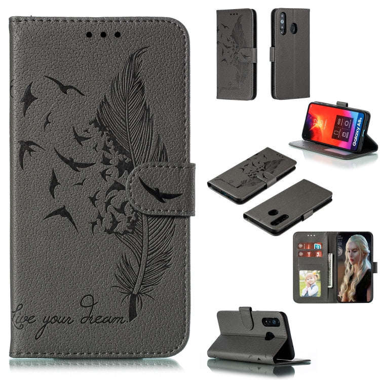 Feather Pattern Litchi Texture Horizontal Flip Leather Case with Wallet & Holder & Card Slots, Fo...