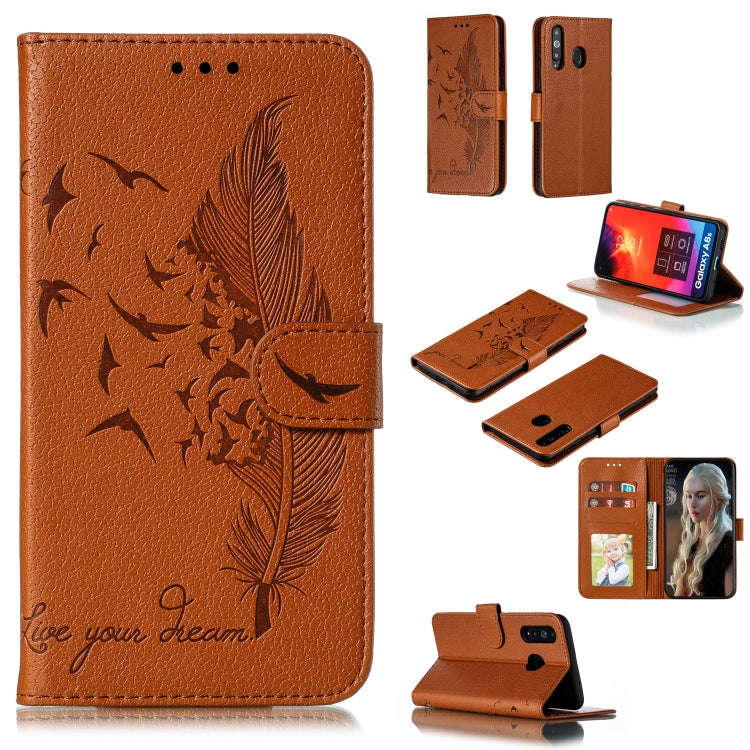 Feather Pattern Litchi Texture Horizontal Flip Leather Case with Wallet & Holder & Card Slots, Fo...